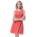 Kate Kasin Women Sleeveless Round Neck Chiffon A-Line Watermelon Simple Summer Dress KK000625-2